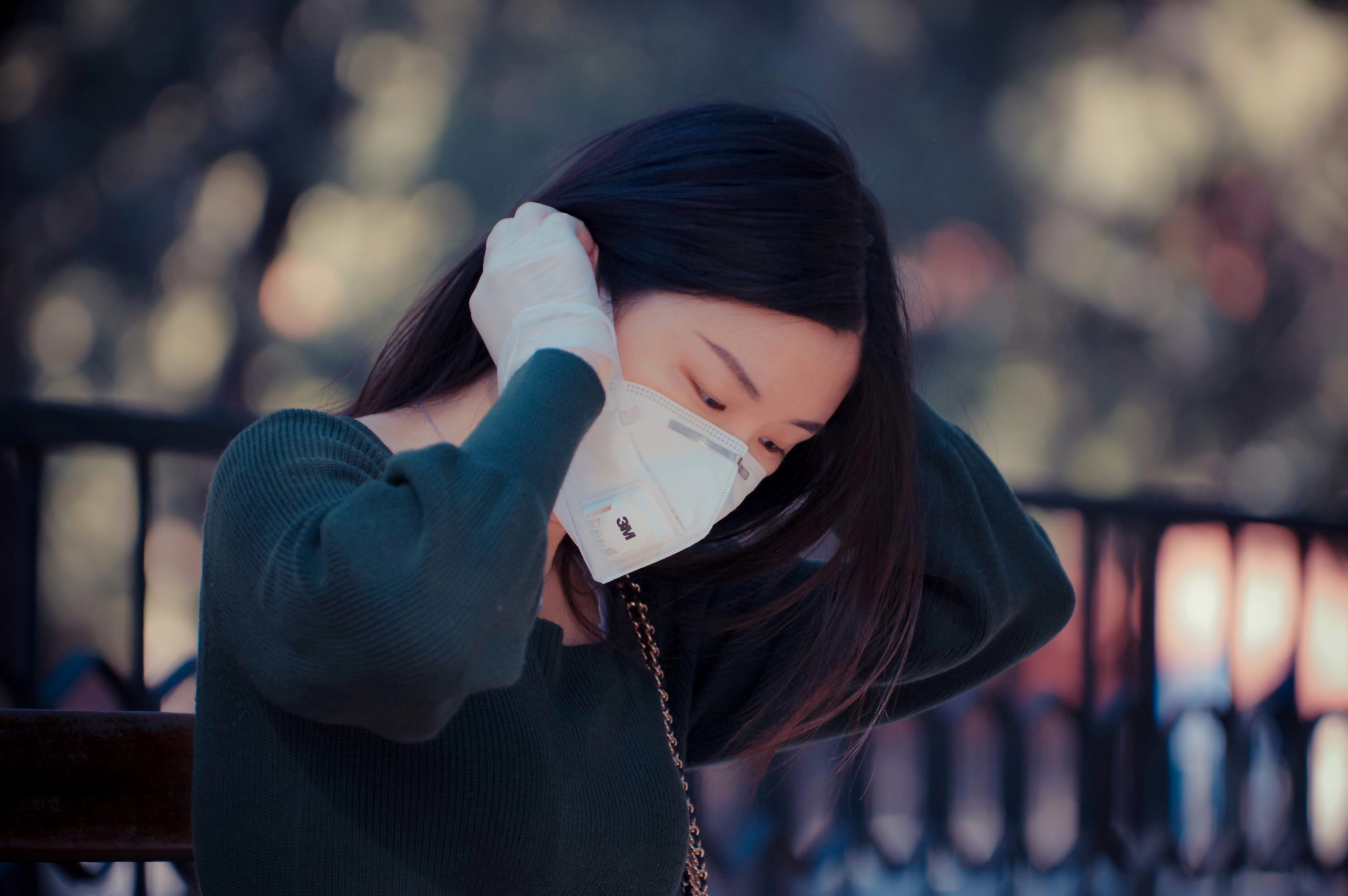 Woman wearing a mask for her face shape