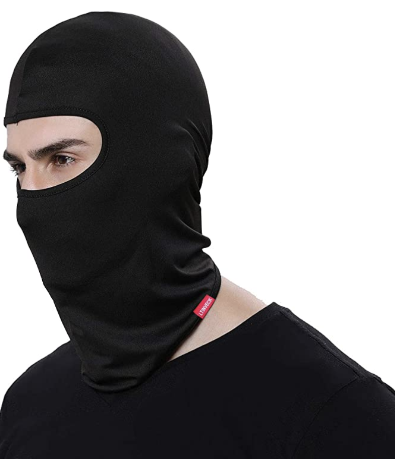 Man wearing cold weather face mask